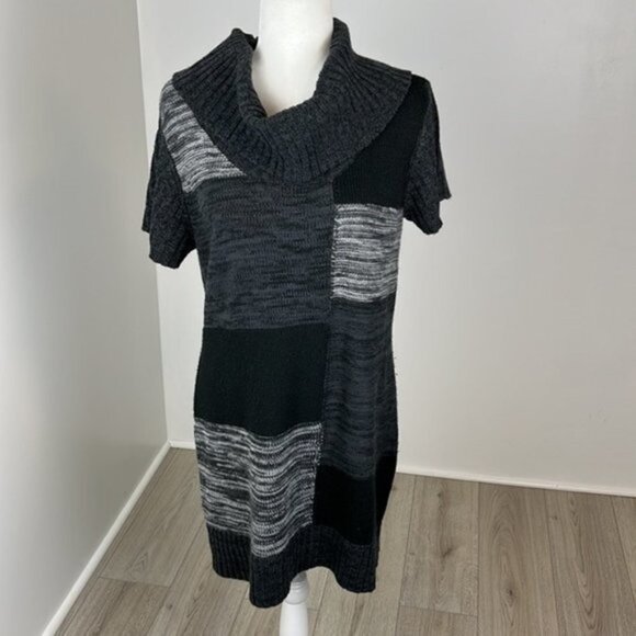 Notations Black & Grey Knit Sweater Dress Size Large - Picture 1 of 9